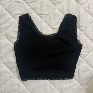 SHEIN Black Lace Trim Crop Top
